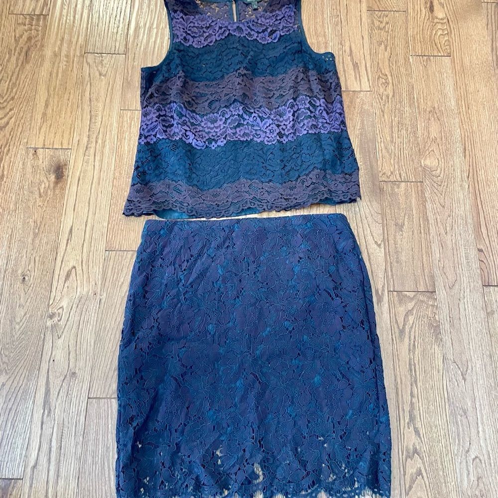 Elegant Lace Women Top - Black and Purple